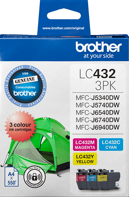 LC432 Brother 3-Pack Ink Cartridge (C/M/Y)