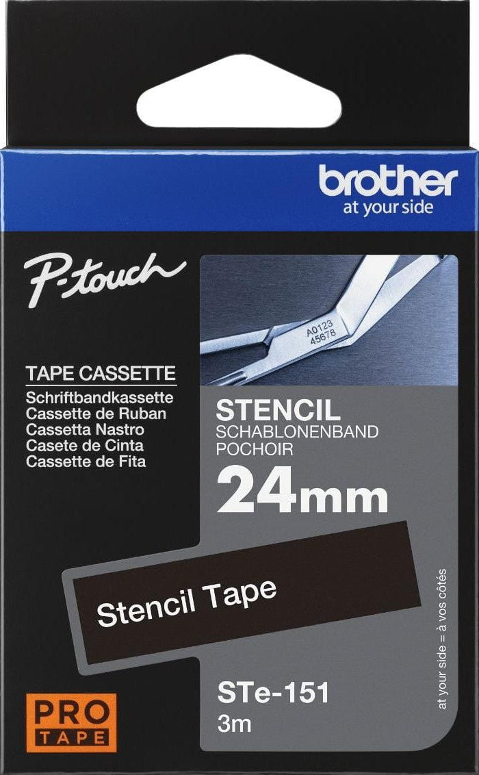 STe-151 Brother 24mm x 3m Black Stencil Non Laminated Tape