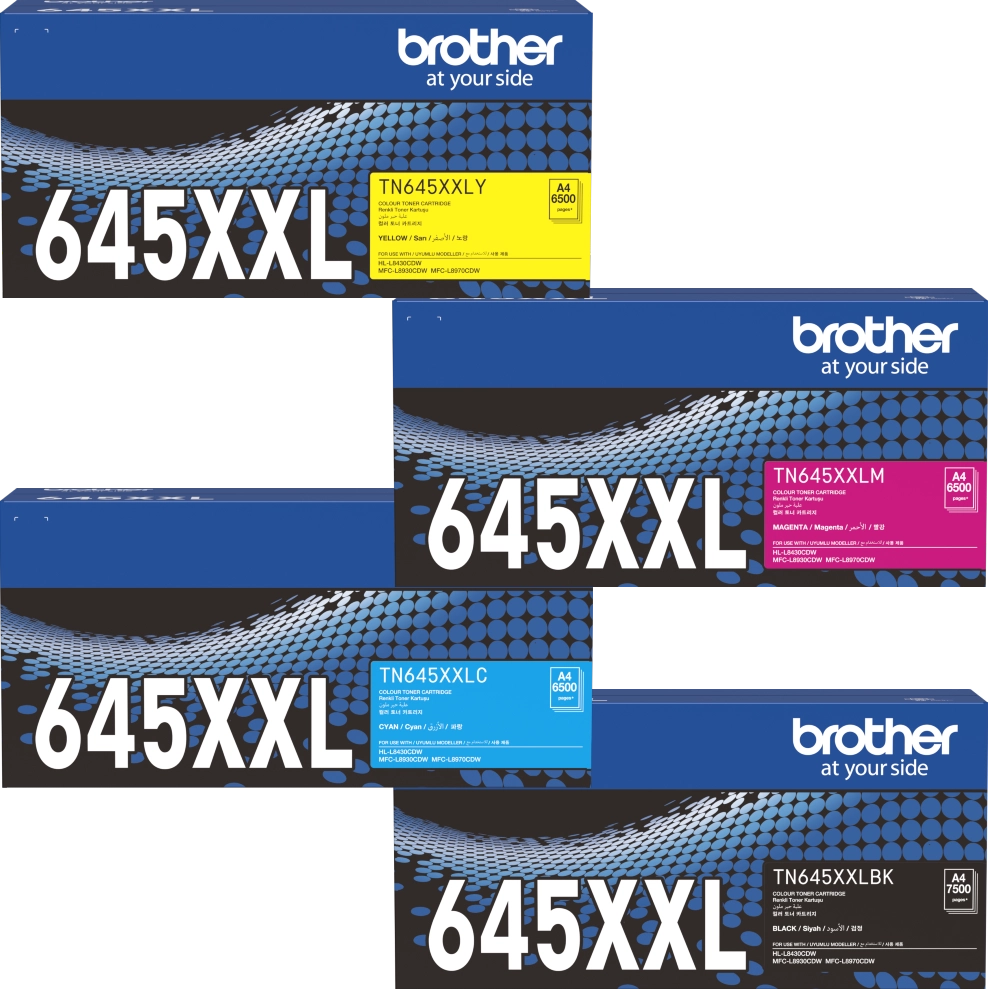 TN645XXL Brother Super High Yield Toner Set of 4 (BK/C/M/Y)
