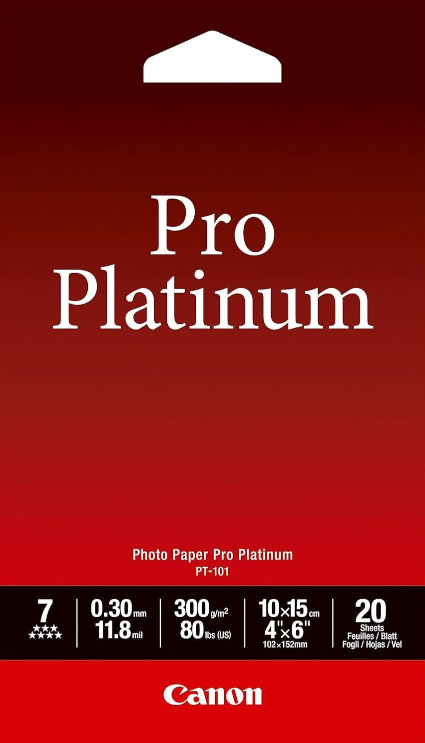 4x6 300gsm Canon Photo Paper Pro Platinum 20 sheets