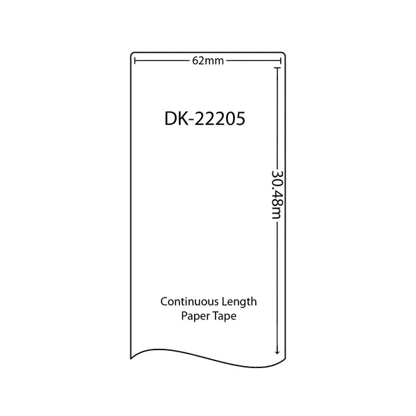DK22205 Brother 62mm Continuous Length Paper Tape