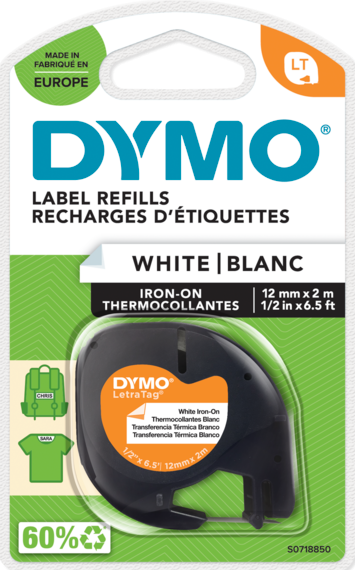 Dymo LetraTag Iron On Fabric Labels 12mm x 2m