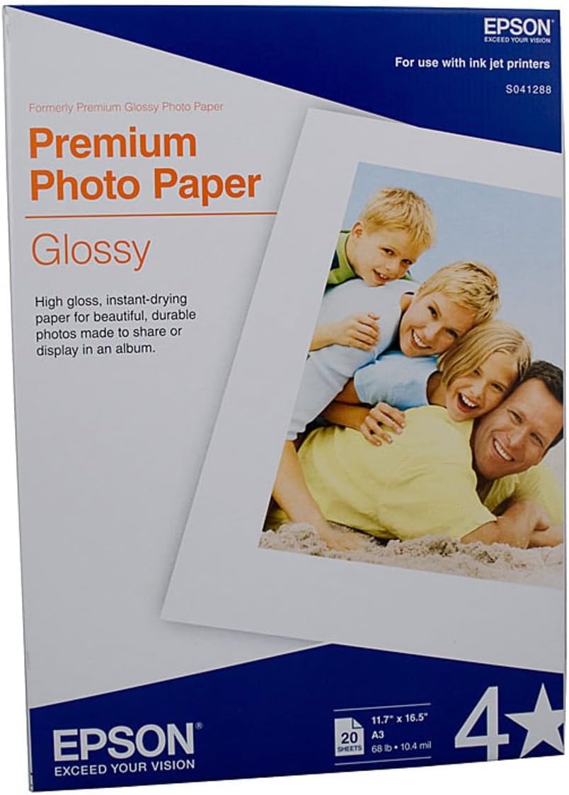 A3 255gsm Epson Premium Glossy Photo Paper 20 sheets