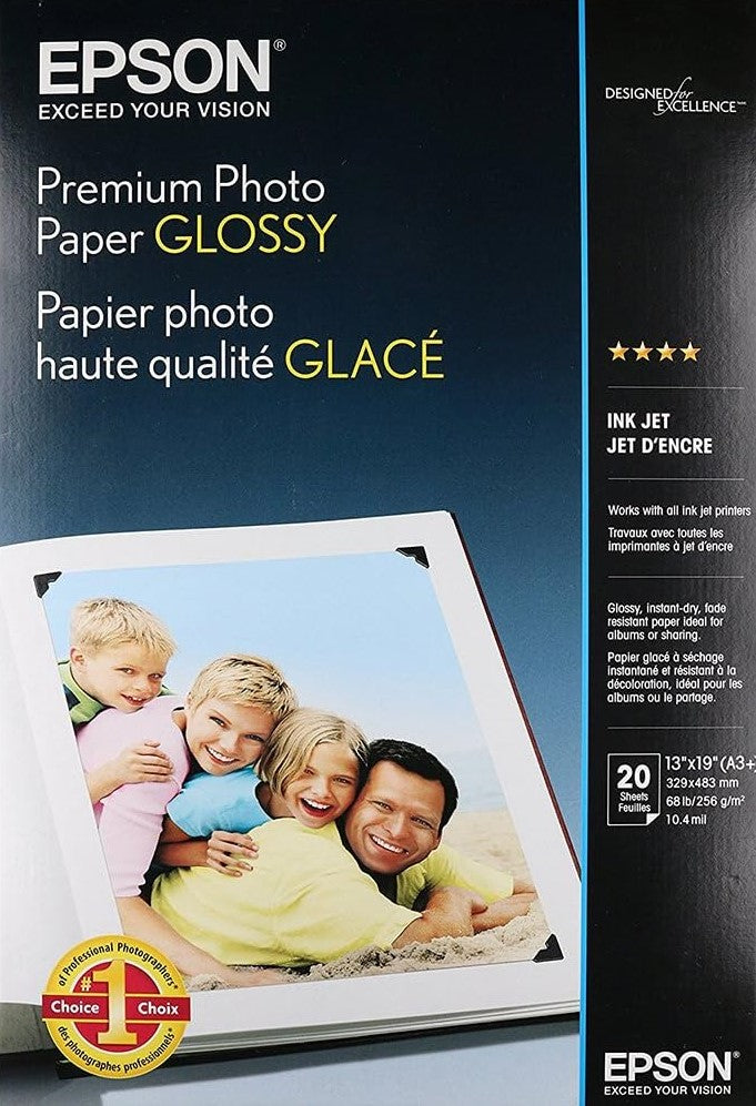A3+ 255gsm Epson Premium Glossy Photo Paper 20 sheets