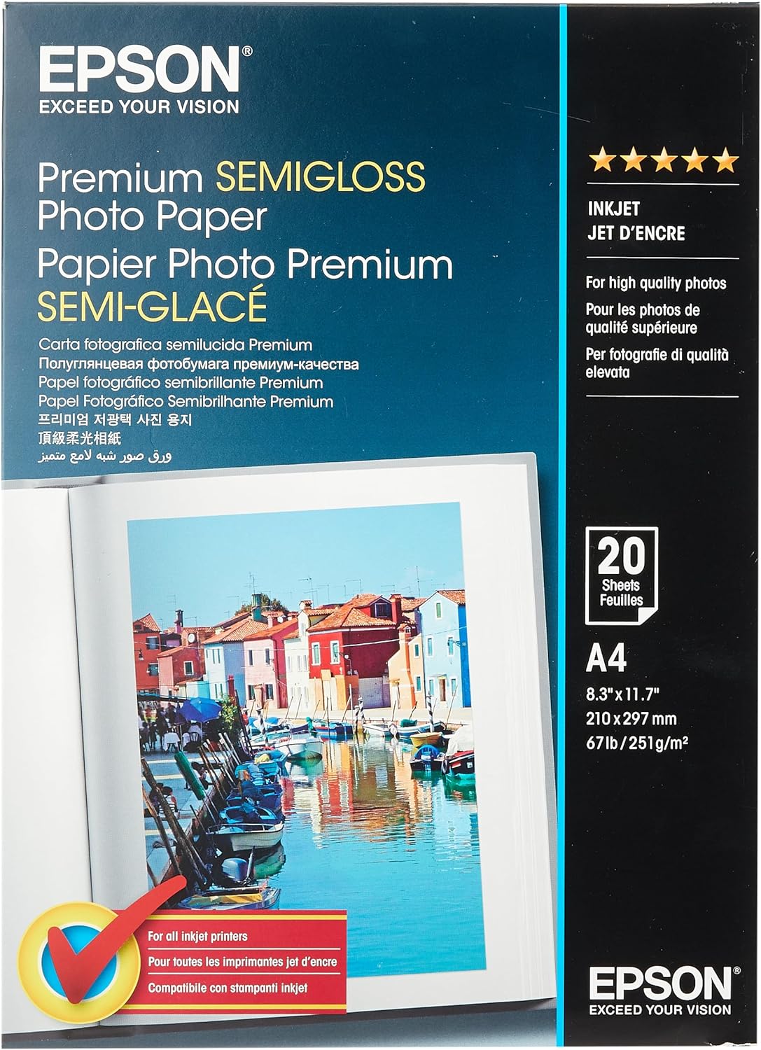 A4 251gsm Epson Premium Semi-gloss Paper 20 sheets