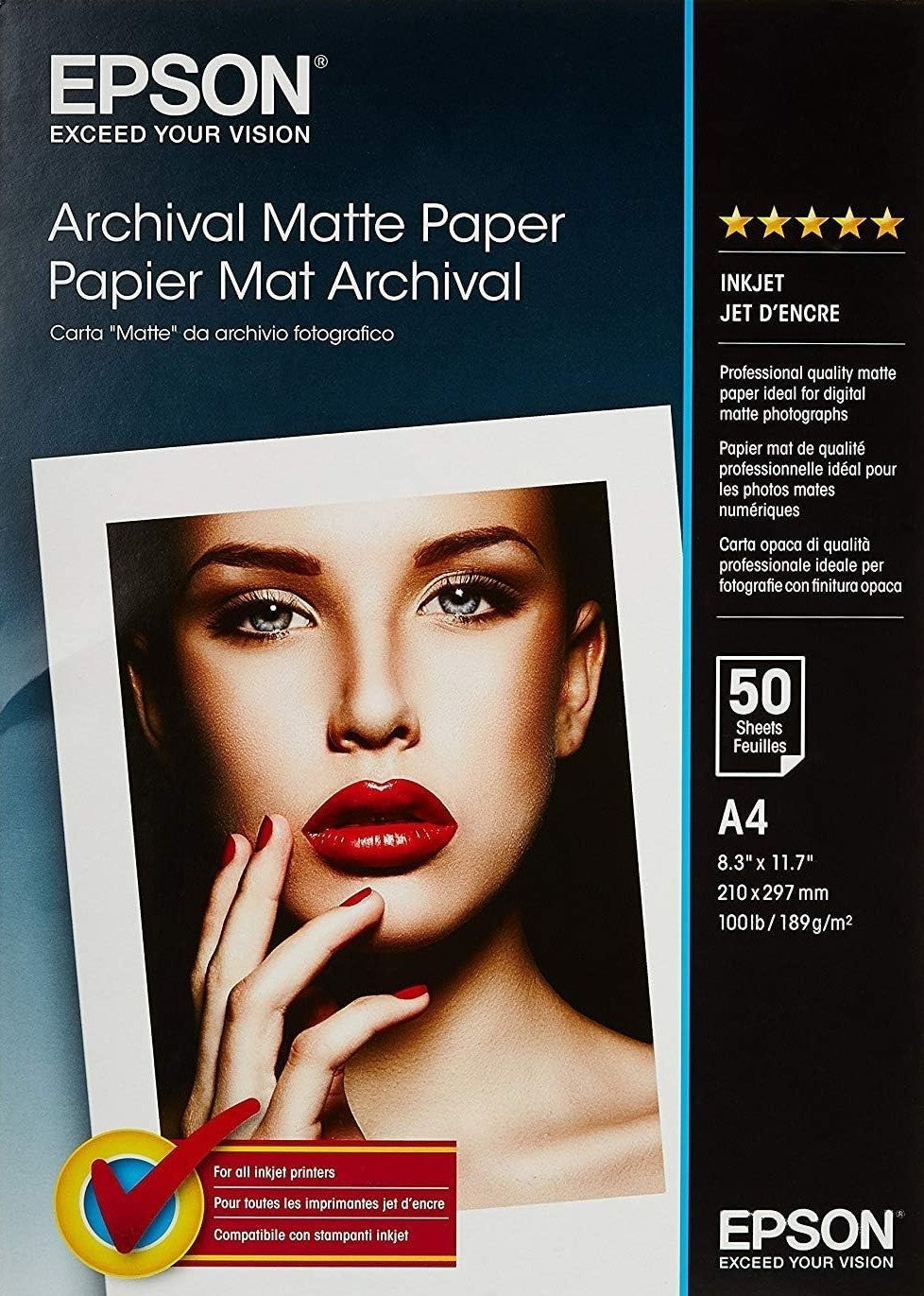 A4 189gsm Epson Archival Matte Paper 50 sheets