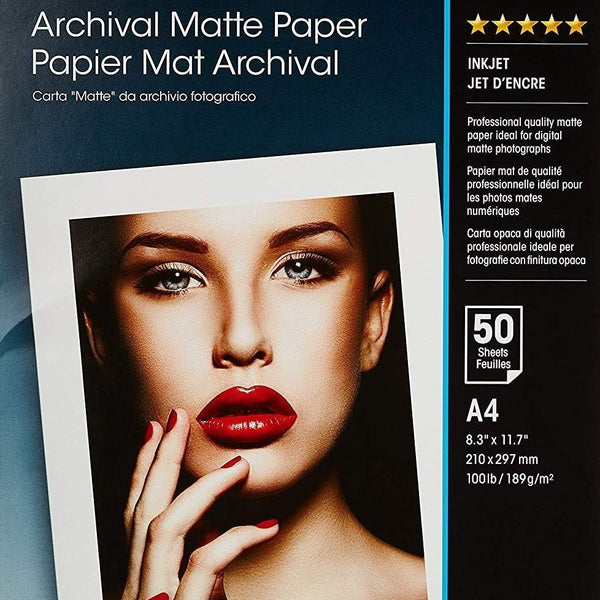 Papier Mat Archivage A3 - 189 G/m² - 50 Feuilles - Impression Jet D'Encre