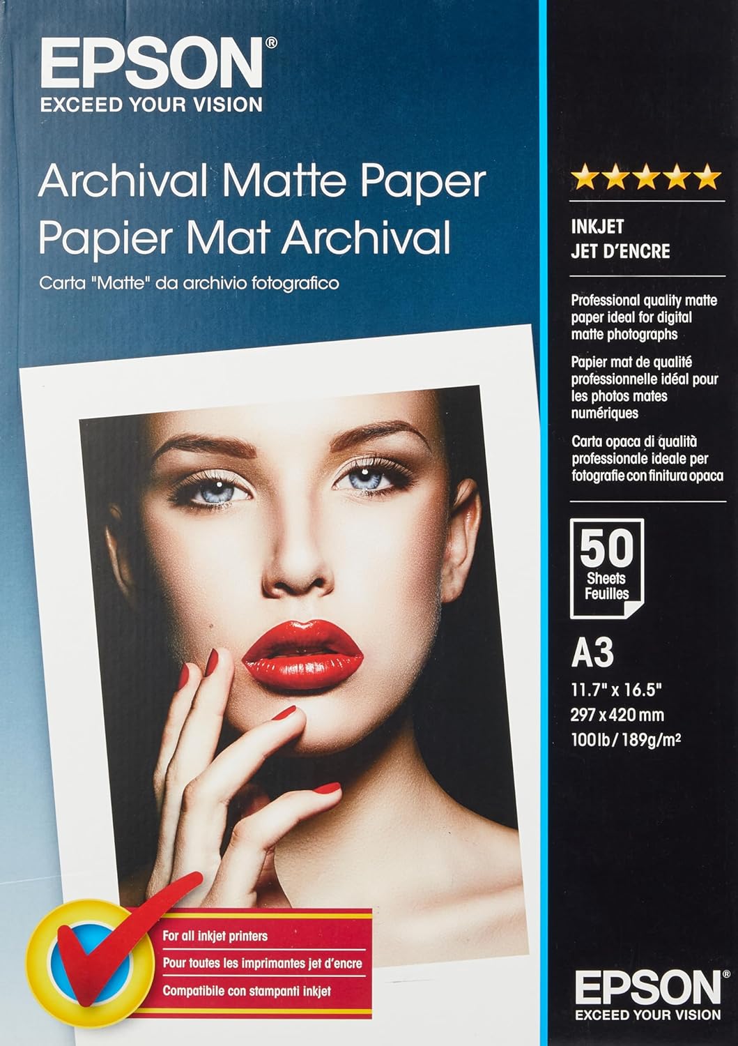 A3 189gsm Epson Archival Matte Paper 50 sheets