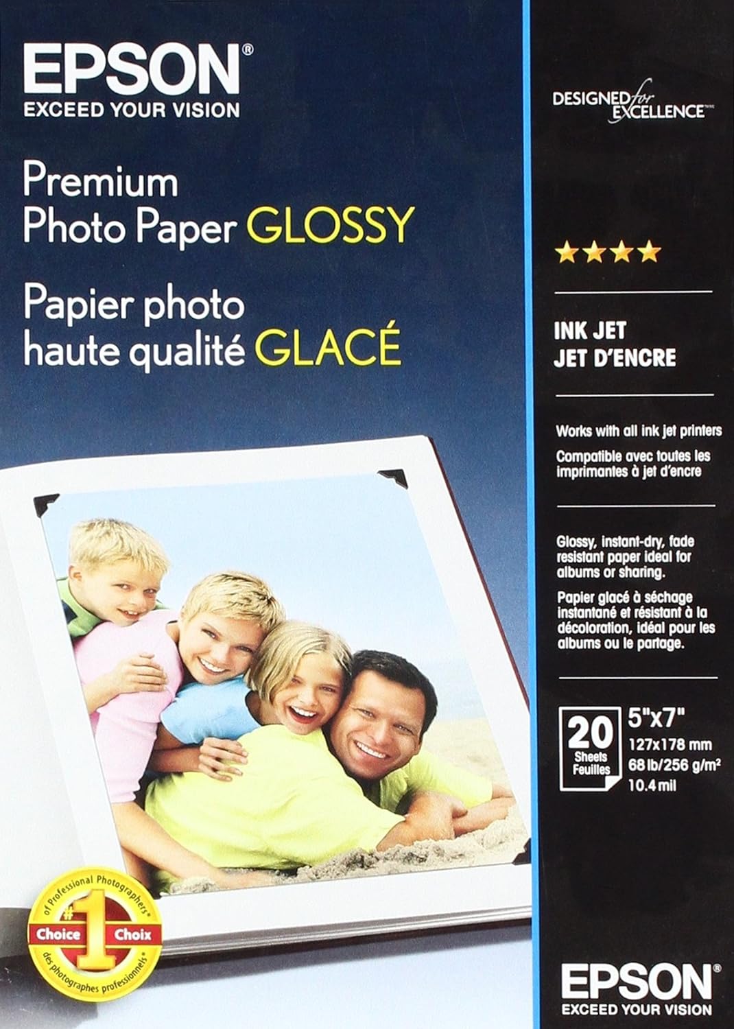 5x7 255gsm Epson Premium Glossy Photo Paper 20 sheets