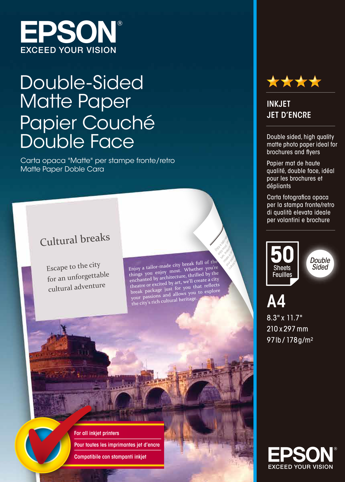 A4 178gsm Epson Double-sided Matte Paper 50 sheets