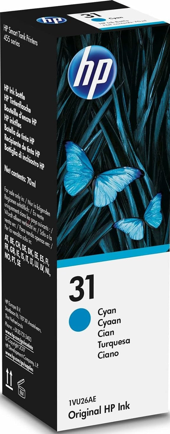 Genuine HP 31 Cyan Ink Bottle 70ml