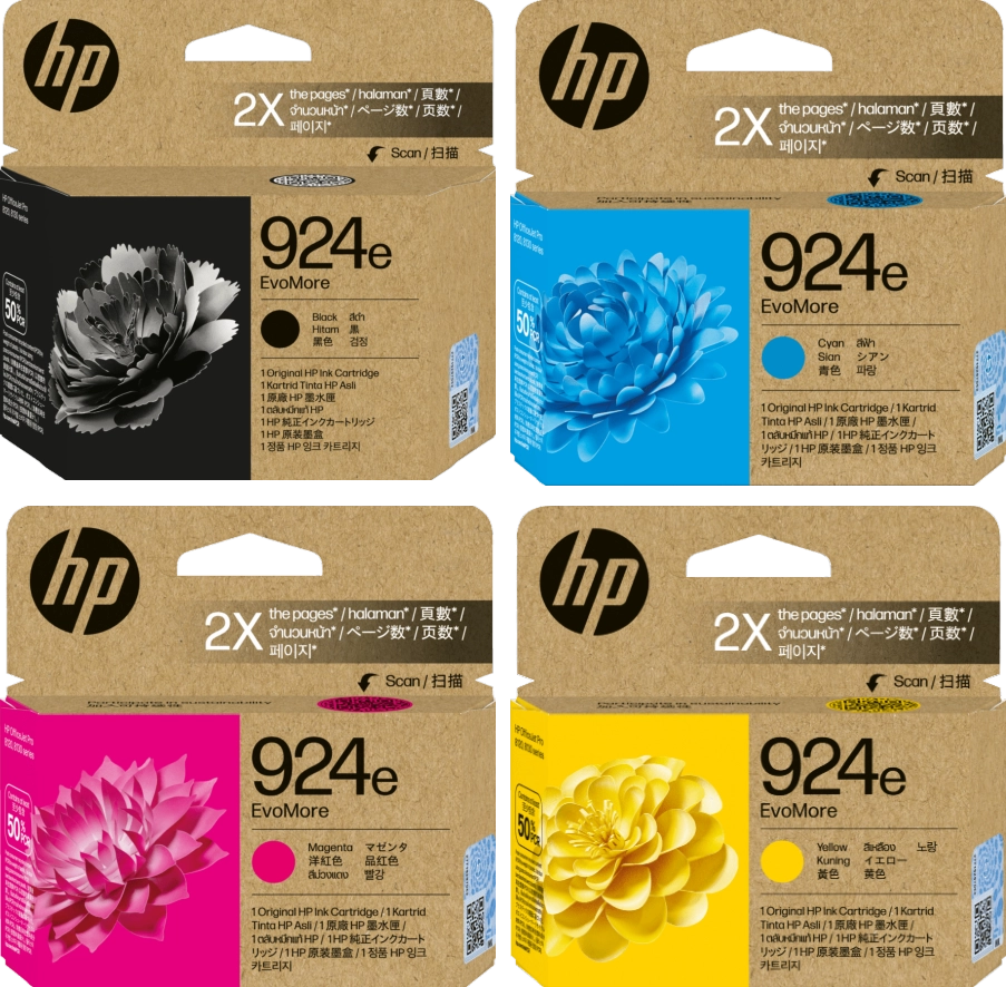 924E HP EvoMore High Capacity Set of 4 Inks (BK/C/M/Y)