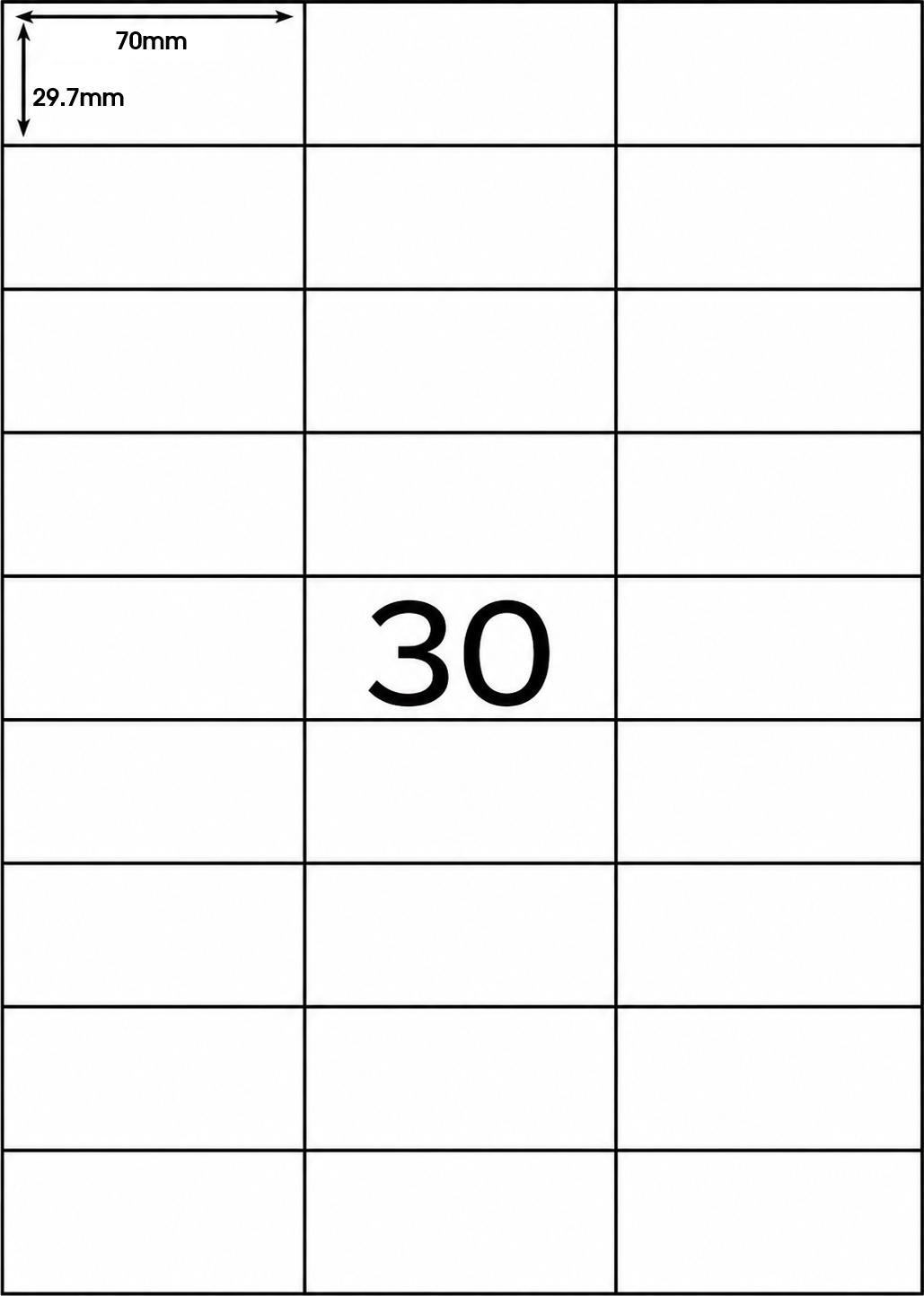 Multipurpose Self-Adhesive Labels - 30 Labels per sheet (100 sheets)