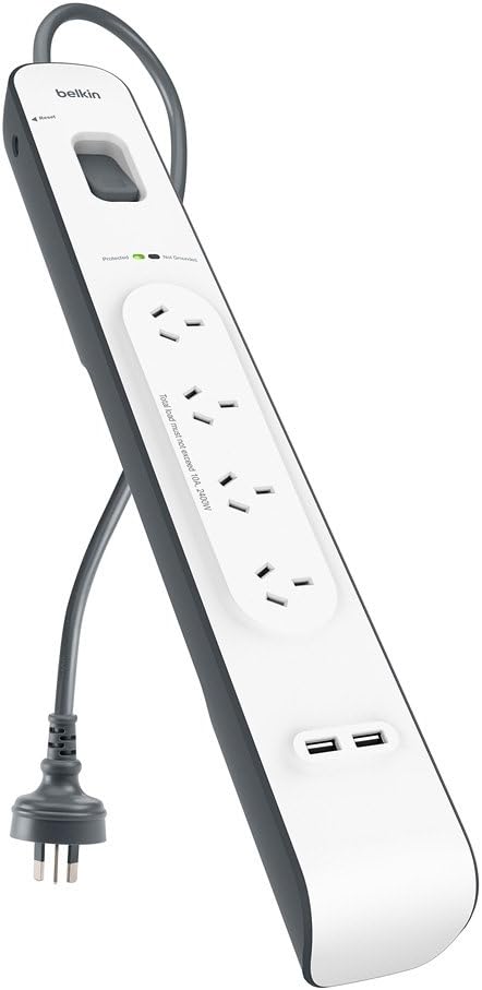 Belkin Surge Protector 4-Way 2m Cord with USB Charging