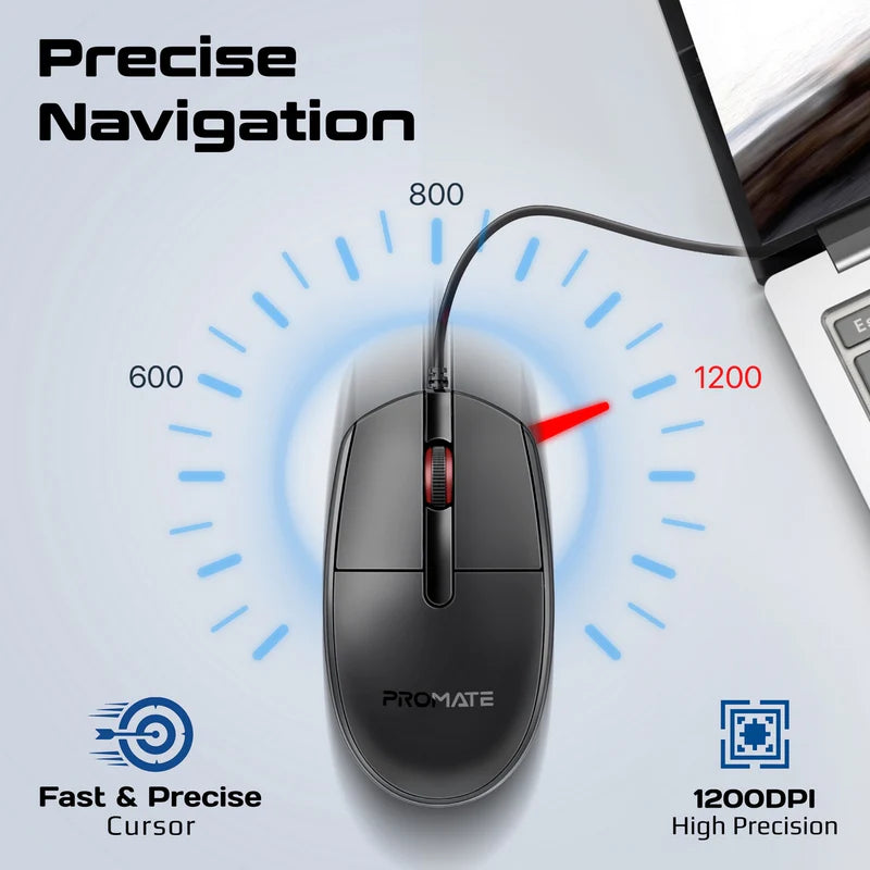 PROMATE CM-1200 Wired Mouse