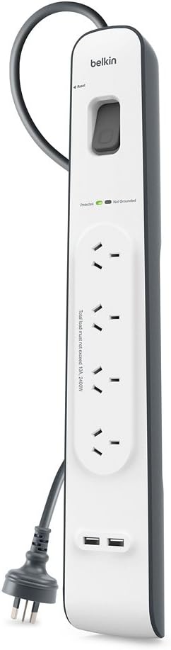 Belkin Surge Protector 4-Way 2m Cord with USB Charging
