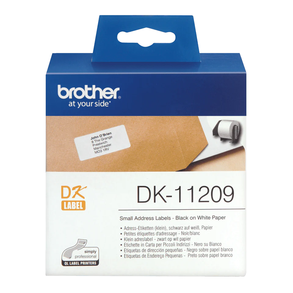DK11209 Brother 29mm x62mm White Small Address Labels 800 per roll