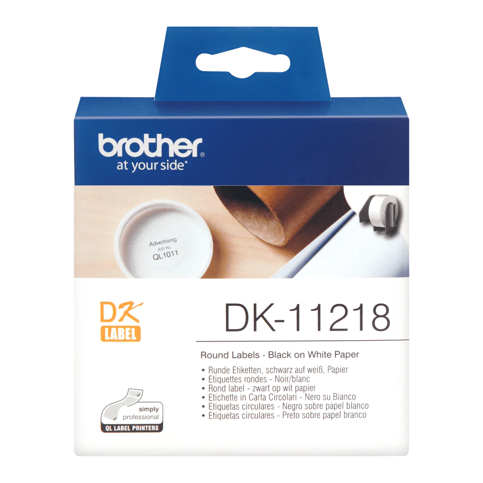 DK11218 Brother 24mm Round Labels 1000 per roll