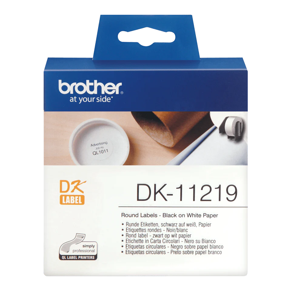 DK11219 Brother 12mm Round Labels 1200 per roll