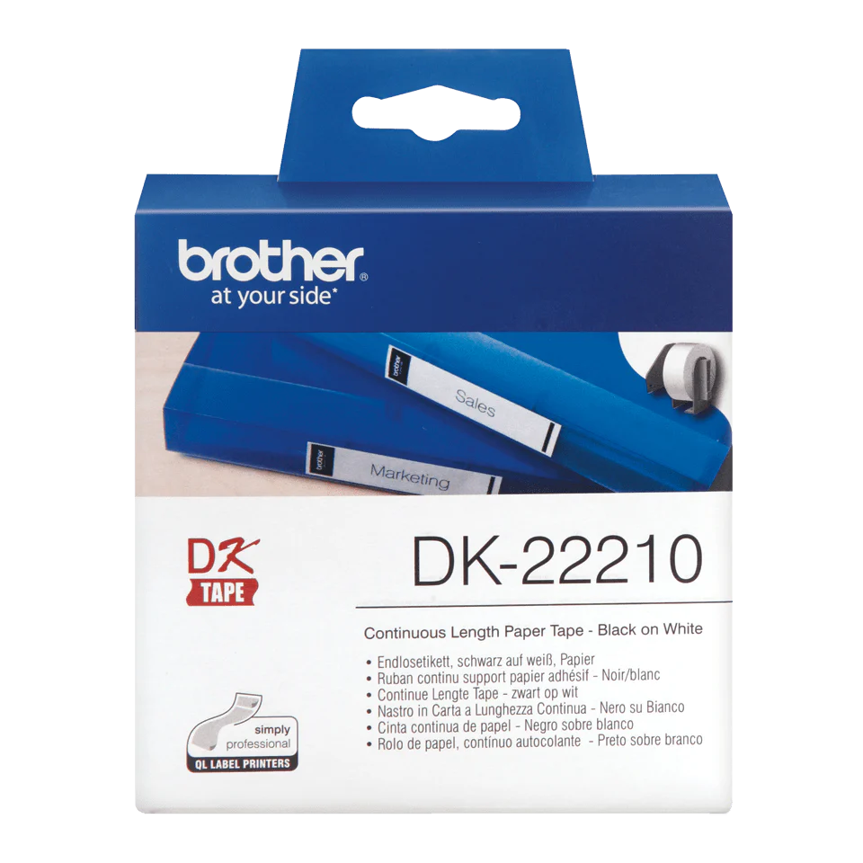 DK22210 Brother 29mm Continuous Length Paper Tape White