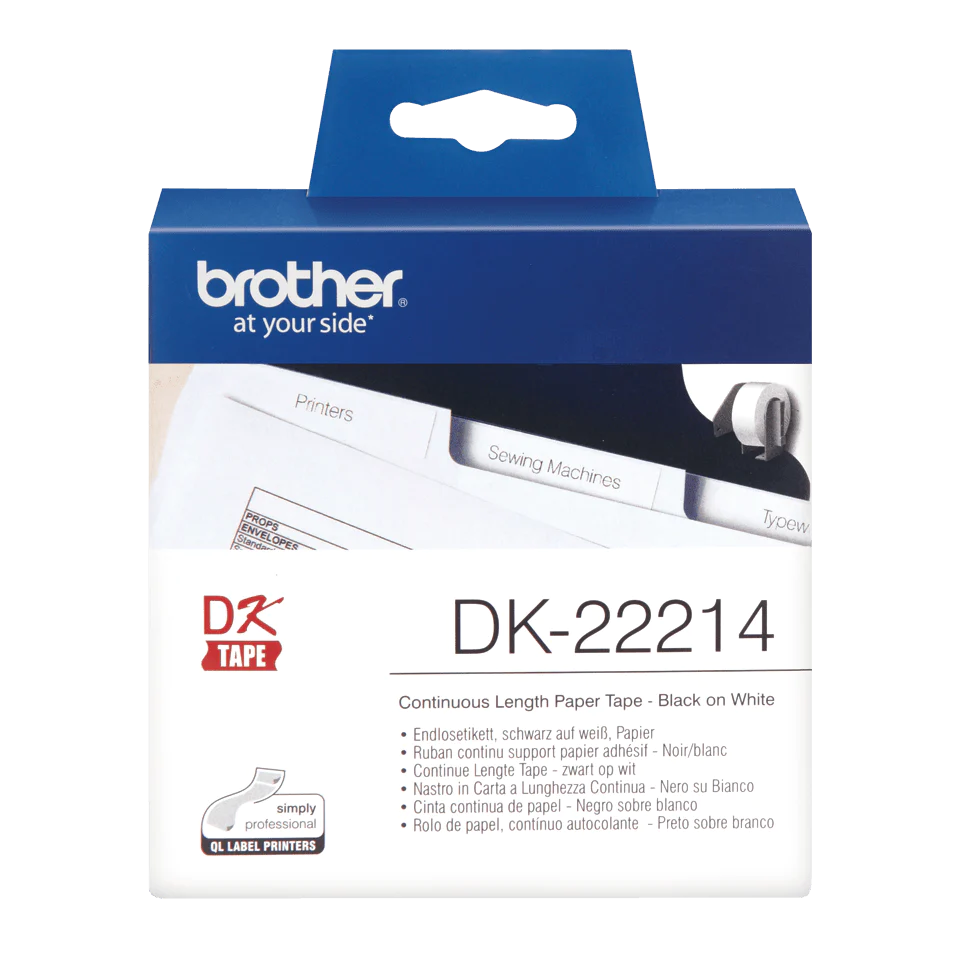 DK22214 Brother 12mm Continuous Length Paper Tape White