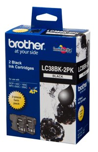 LC38BK2 Brother Black Twin Cartridge Set