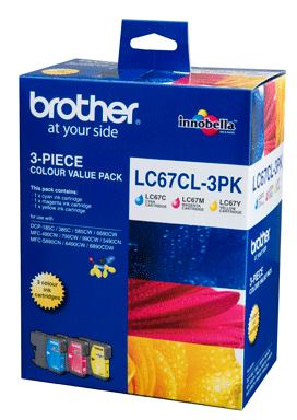 LC67CL3 Brother Colour 3 Pack