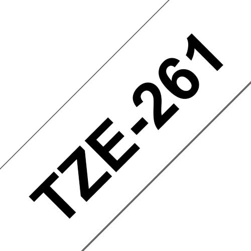 TZe-261 Brother 36mm x 8m Black on White Adhesive Laminated Tape
