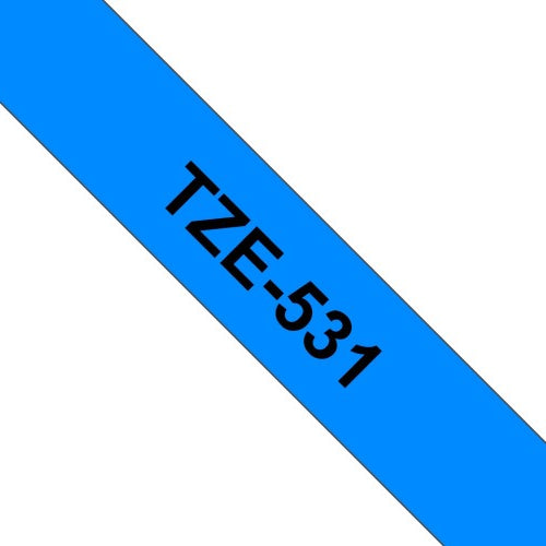 TZe-531 Brother 12mm x 8m Tape Black on Blue Adhesive Laminated Tape