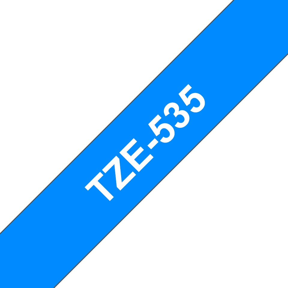 TZe-535 Brother 12mm x 8m White on Blue Tape Adhesive Laminated Tape