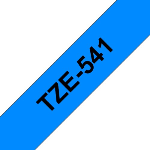 TZe-541 Brother 18mm x 8m Black on Blue Adhesive Laminated Tape
