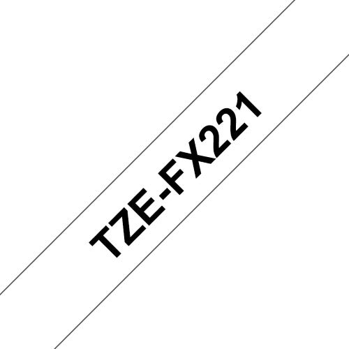 TZe-FX221 Brother 9mm x 8m Flexible ID Tape Black on White