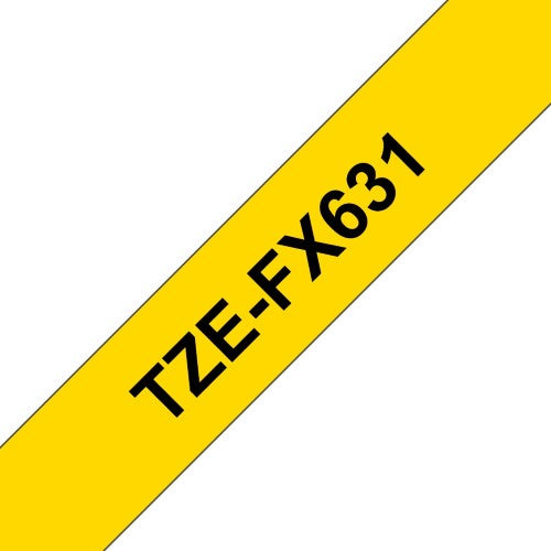 TZe-FX631 Brother 12mm x 8m Black on Yellow Flexi ID Tape