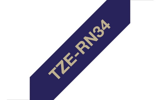 TZe-RN34 Brother 12mm x 4m Gold on Navy Blue Ribbon