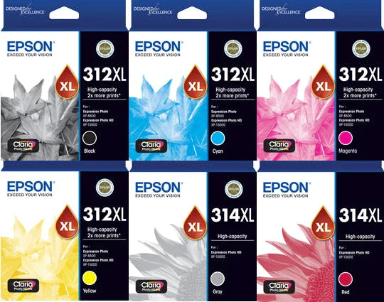 Epson 312XL / 314XL High Capacity Bundle of 6