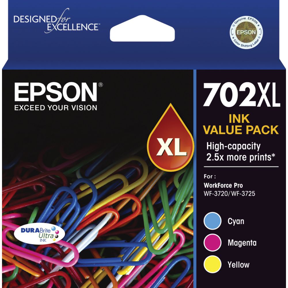 Epson 702XL High Capacity Colour 3 Pack C/M/Y