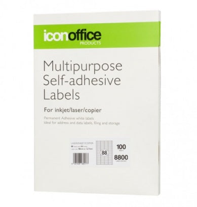 Icon Laser/Inkjet Labels - 88 Labels per sheet (100 sheets)