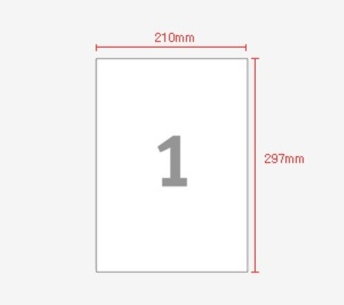 Icon A4 Laser/Inkjet Labels - 01 Label per sheet (100 sheets)