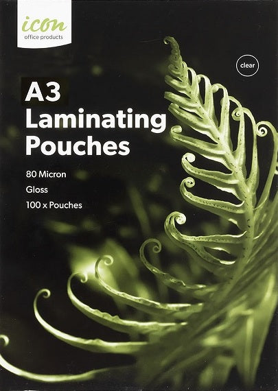 Icon Laminating Pouches A3 80 Micron Pack 100