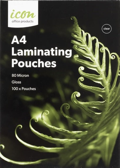 Icon Laminating Pouches A4 80 Micron Pack 100