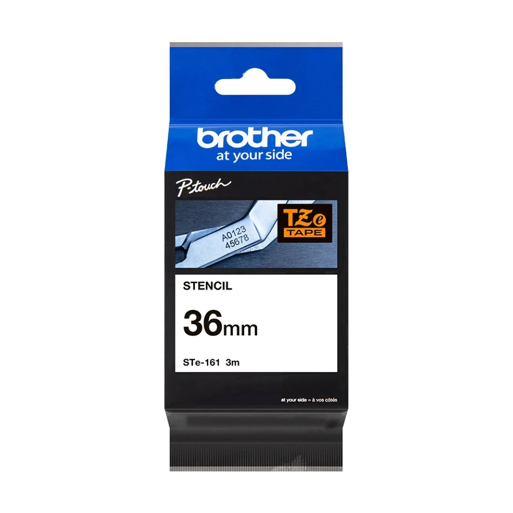 STe-161 Brother 36mm x 3m Black Stencil Non Laminated Tape