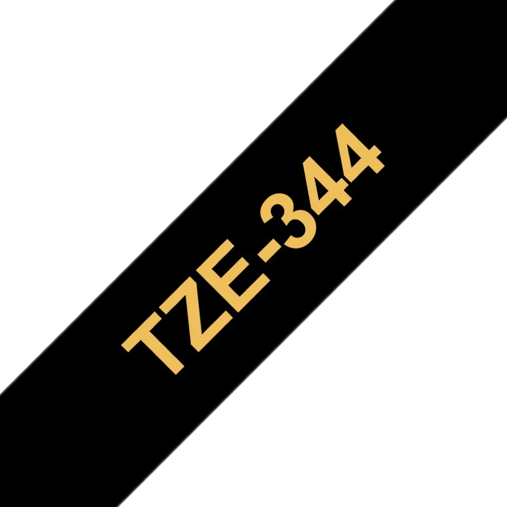 TZe-344 Brother 18mm x 8 Gold on Black Adhesive Laminated Tape