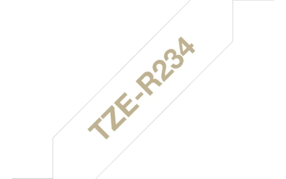 TZe-R234 Brother 12mm x 4m Gold on White Ribbon
